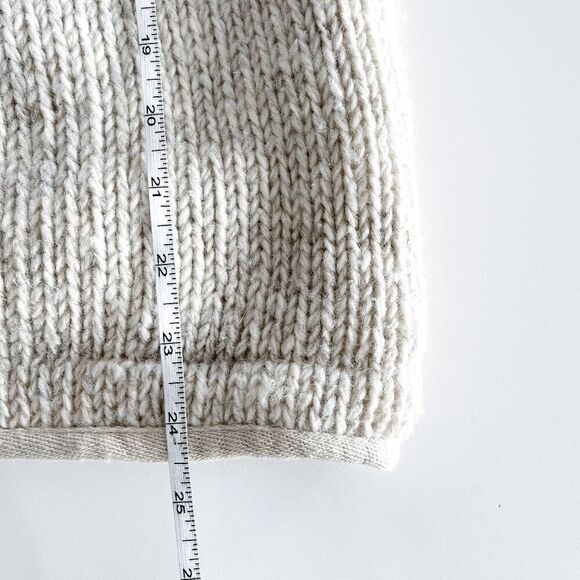 RARE Laundromat Men Full Zip Wool Knit Hooded Jacket Off-White Brown Size Medium - Picture 7 of 7